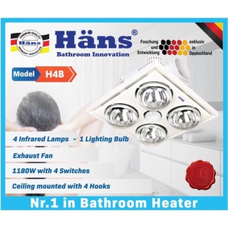 [HANS | H4B] Đèn sưởi 4 bóng âm trần H4B