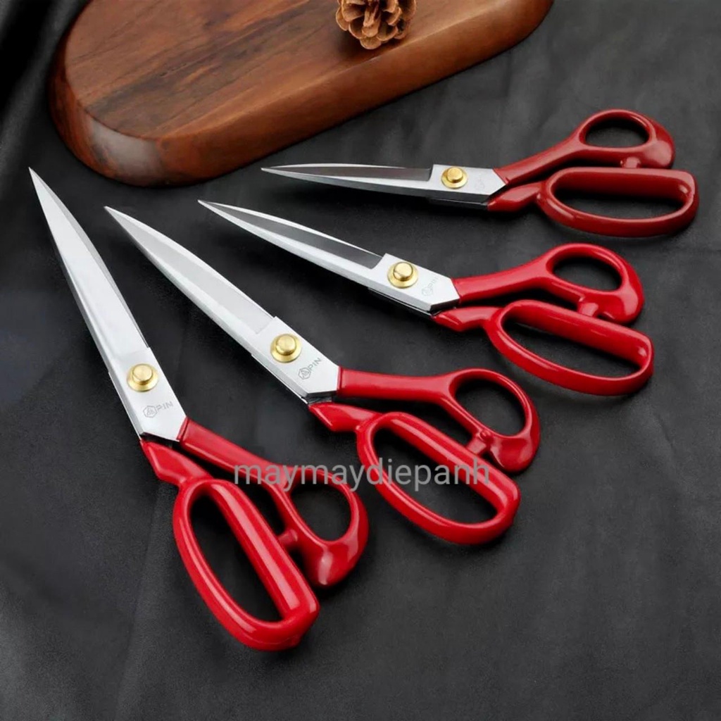 Kéo cắt vải siêu sắc Pin  màu đỏ, đen 9 inch,10 inch,11 inch,12inch