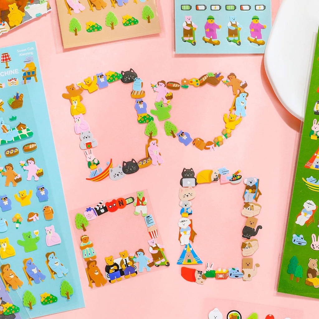 Miếng Dán Hình Gấu Hoạt Hình Dễ Thương Dùng Trang Trí