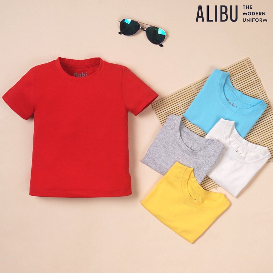 Áo thun trơn bé cotton SU cổ tròn trẻ em trai gái vải đẹp - ALIBU