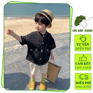 Áo sơ mi cộc tay cổ tàu chỉ nổi dành cho bé trai bé gái
