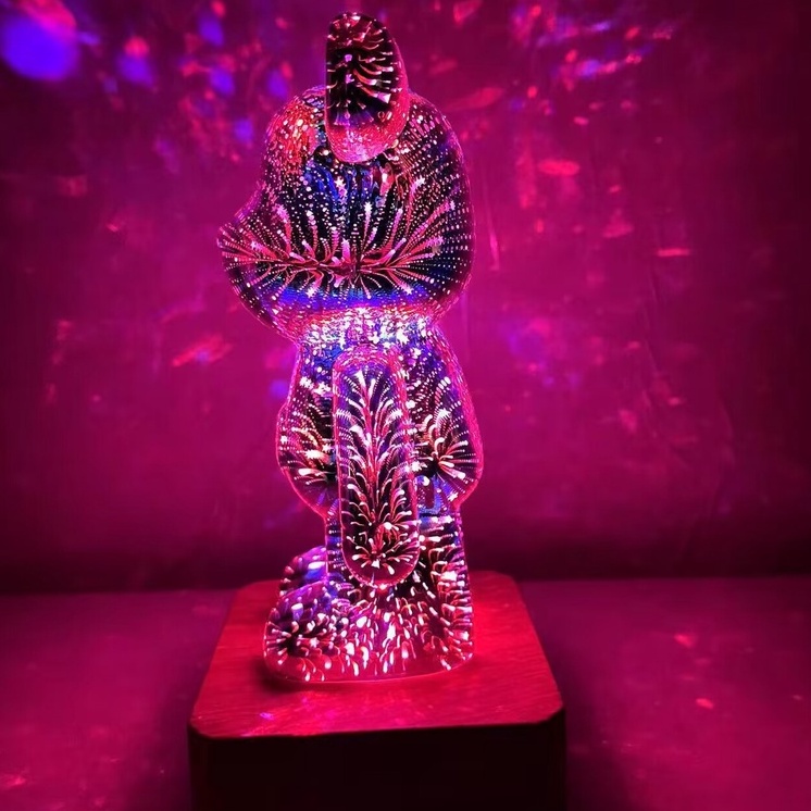 Đèn Để Bàn Acrylic Ba màu chuyển đổi Hình Gấu dễ thương Nhiều Màu Sắc