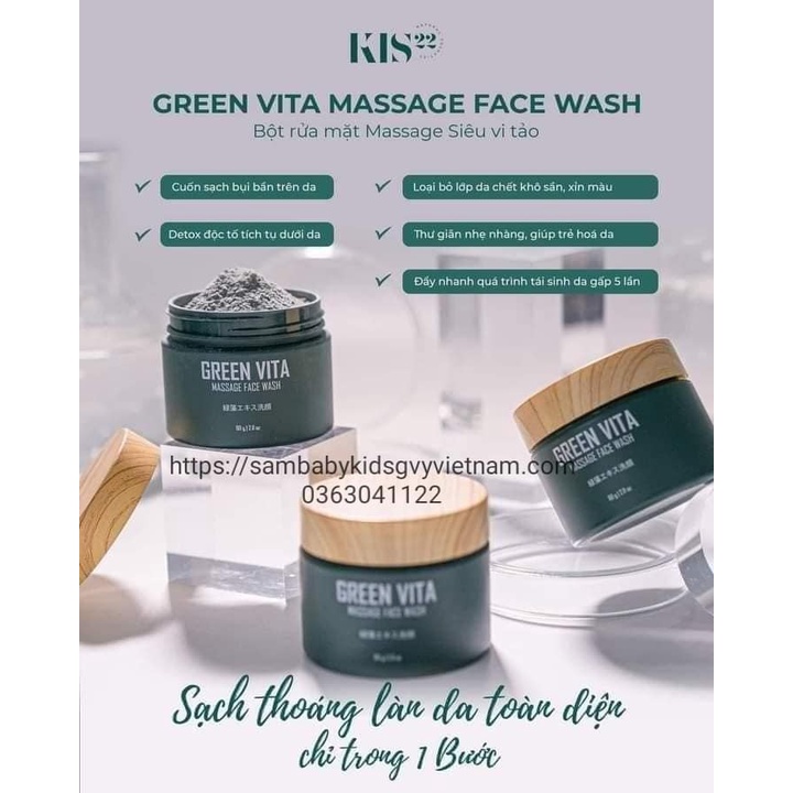 BỘT RỬA MẶT GREEN VITA KIS22, 80G
