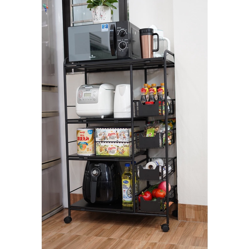 Kệ Lò Vi Sóng Thép Carbon Rika KDN02, Giá để đồ đa năng chất thép carbon