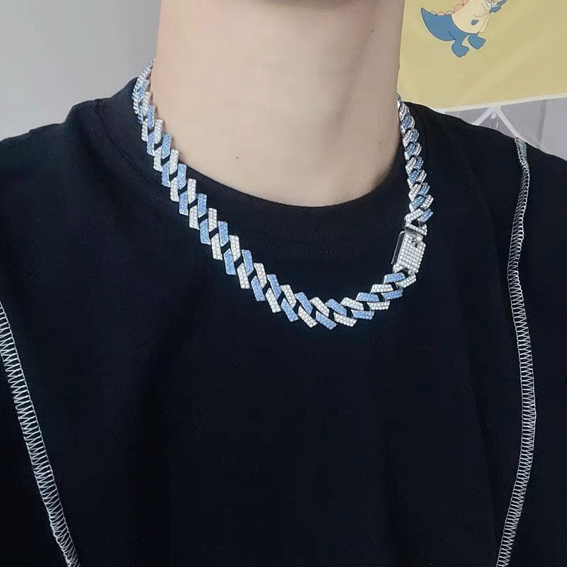 Dây chuyền nam Kèm Vòng Tay Nam HipHop Merin Dạng Chuỗi Xích Đẹp Streetwear Thép Titan - XAVY Đá