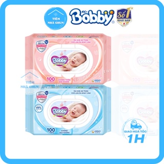 KHĂN ƯỚT BOBBY - Gói 100 Miếng - Khăn Giấy Ướt Em Bé Bobby Không Mùi Bobby