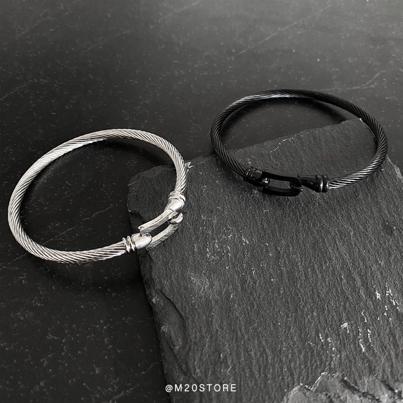 Vòng Tay Cuff Dây Thép Đan Chống Gỉ,Lắc Tay Dạng Kiềng Chốt Khóa Mỏ Neo