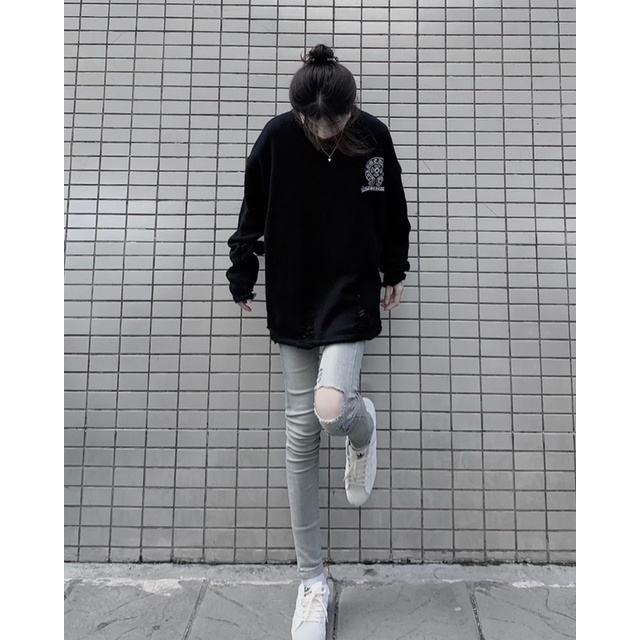 Quần Jeans Rách 1 Bên Màu Cũ