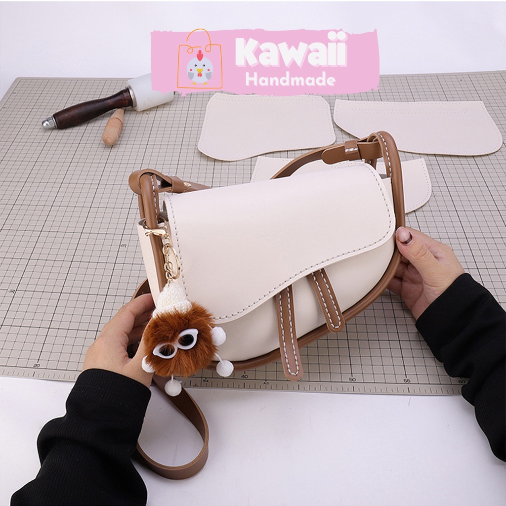 Túi handmade, Túi tự đan DA45 da PU đầy đủ phụ kiện có video hướng dẫn làm Kawaii_Handmade