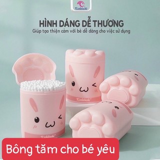 Tăm bông sơ sinh 2 đầu Hồng thân giấy Kichi 200 que 1 hộp
