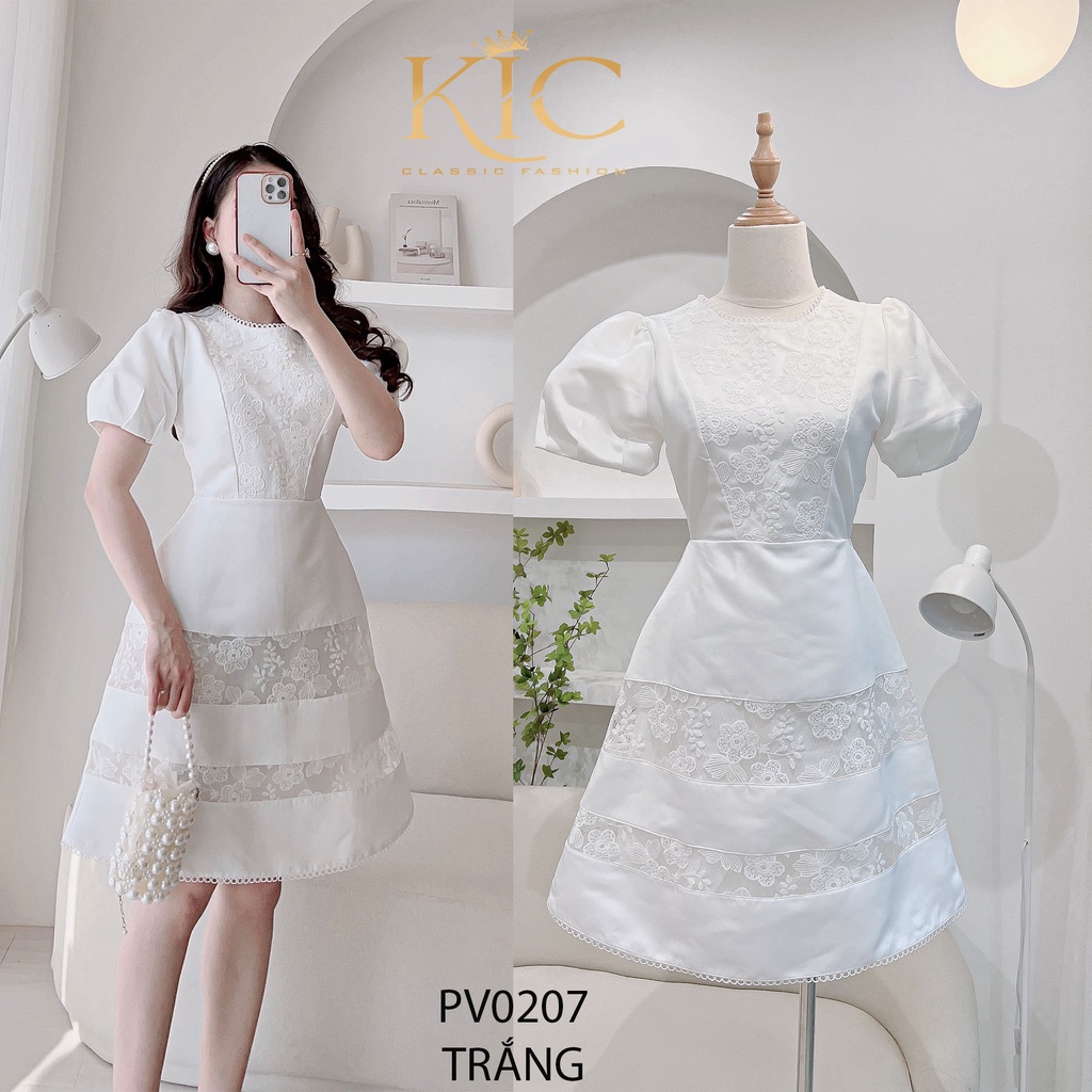 Đầm thiết kế dự tiệc tay bó phối ren GOZA PV0207