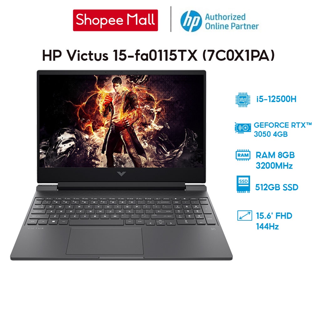 [Mã ELHP128 giảm 12% đơn 10TR] Laptop HP Victus 15-fa0115TX 7C0X1PA i5-12500H | 8GB | 512GB |RTX™ 3050 4GB |15.6' 144Hz | BigBuy360 - bigbuy360.vn