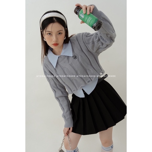 Croptop len thêu logo