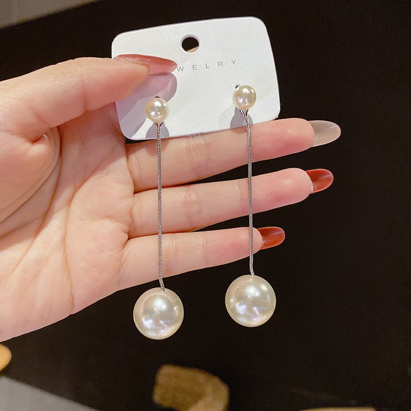 Bông Tai Mạ BạC 925 DạNg Tua Rua ĐíNh NgọC Trai Giả Xinh XắN