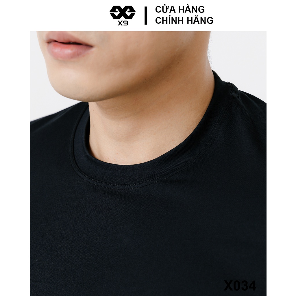 Áo Thun Trơn Nam Cổ Tròn Không Logo Body Tập Gym Thể Thao Chạy Bộ Cotton Thun Lạnh Giữ Nhiệt - X9 Sportswear - X034