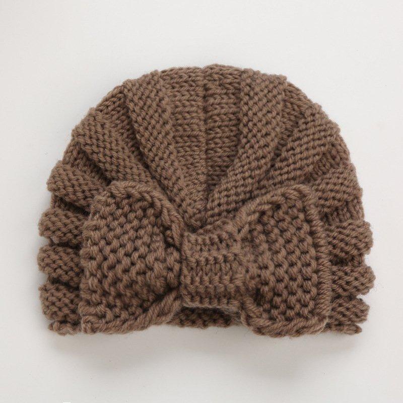 PVN56535 Mũ Len Trùm Đầu Đính Nơ Phong Cách Hồi Giáo Thời Trang Cho Bé