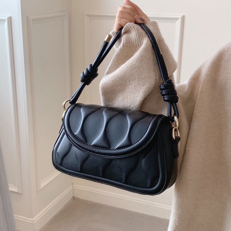 Túi Đeo Chéo Hình Vuông Cỡ Nhỏ Màu Đen Phong Cách Cổ Điển Thời Trang Cho Nữ