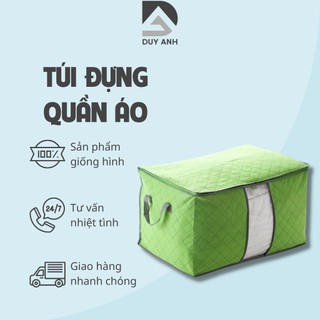 Combo 2 túi vải đựng đồ, đựng quần áo, chăn màn, đồ lót đa năng bằng vải size lớn dáng ngang