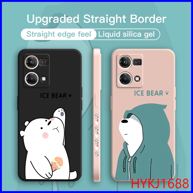 Ốp lưng OPPO Reno7 ốp lưng OPPO Reno8 Ốp Điện Thoại tpu Silicon Hình Gấu Và Mũ Cho OPPO Reno8 Reno7 Reno 7 8 4G HBX