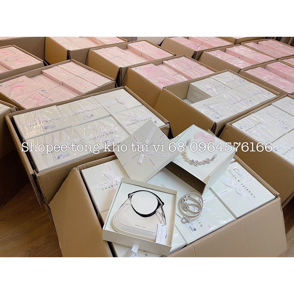 Túi Xách Nữ CNK Màu Hồngsize 19cm Charles Kèm Nơ Mẫu Mới 2022 Full Box Xịn Sò TMA38