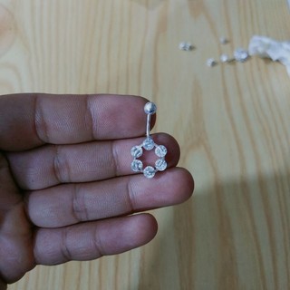 Khuyên rốn bạc chuẩn chuỗi đá kết hoa