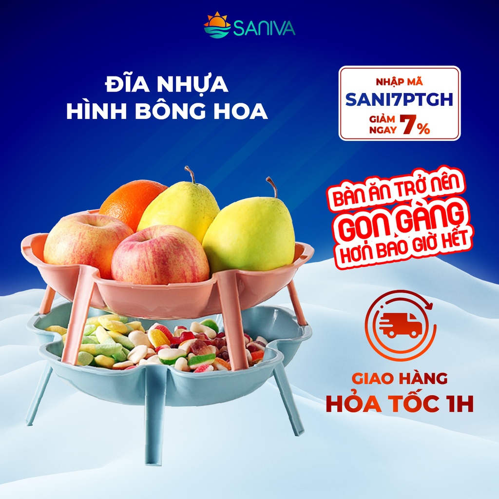 Đĩa Nhựa Xếp Tầng Hình Bông Hoa Đa Dạng Màu Sắc Đa Dạng Chức Năng, Dễ Dàng Xếp Chồng Lên Nhiều Tầng Bắt Mắt