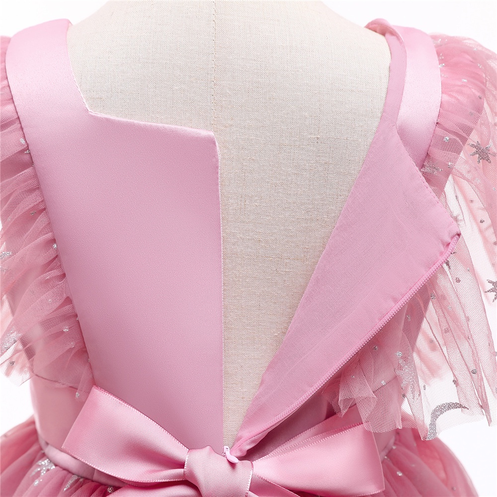 Đầm Công Chúa Tay Xòe In Họa Tiết Ngôi Sao Bằng Vải Tulle Cho Bé Gái 3-10 Tuổi