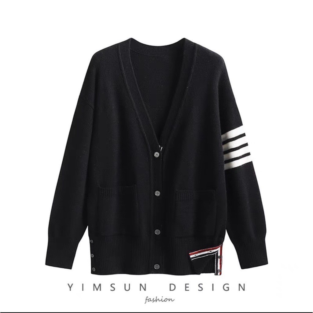 Áo Khoác Len, Áo Cardigan Nam Nữ Unisex Phối Họa tiết Thome Cực Đẹp