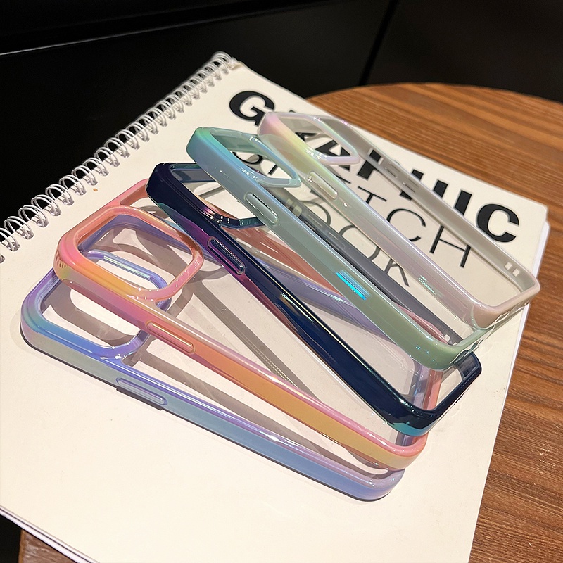 Ốp Điện Thoại Cứng Trong Suốt Viền Laser Lỗ Lớn Chất Lượng Cao Cho iPhone 14 13 12 Pro Max