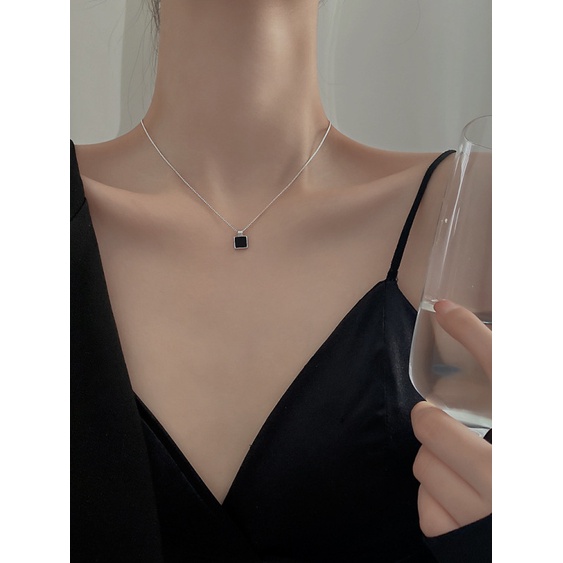 S925 Bạc Thẻ Vòng Cổ Thời Trang Retro Trang Sức Xương Đòn Dây Xích Cô Gái Sinh Viên Quà Tặng Đám Cưới