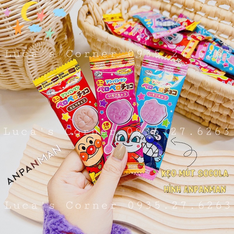 Kẹo mút socola hình Anpanman Fujiya Nhật Bản
