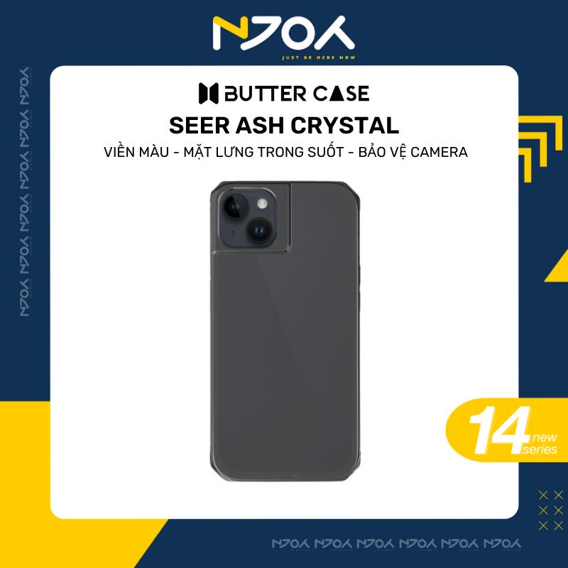 Ốp Lưng Cao Cấp Chống Vân Tay Bảo Vệ Camera Màu Đen Điện Thoại IP14 Buttercase Ash Njoyshop