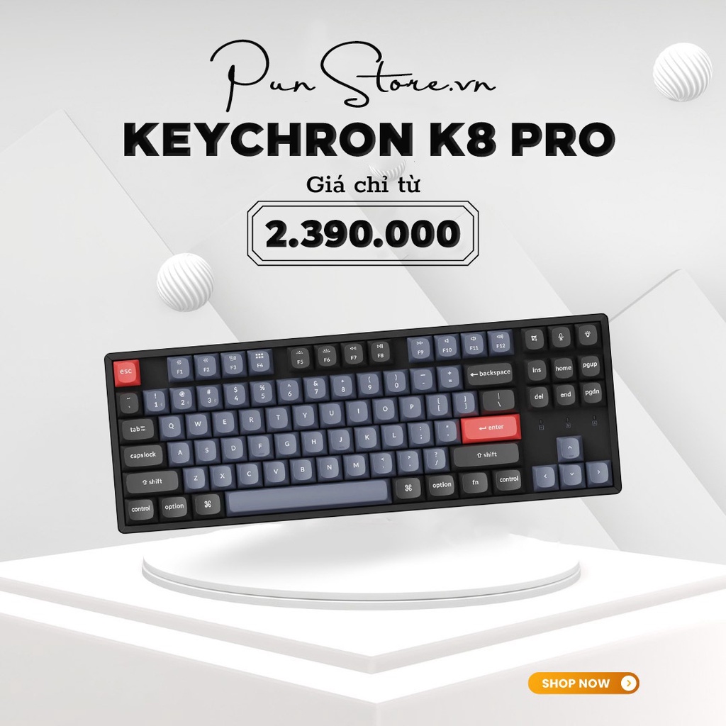 Keychron K8 Pro - Bàn phím cơ Keychron K8 Bản nhôm Hot Swap - Mạch xuôi, RGB, Hotswap | BigBuy360 - bigbuy360.vn