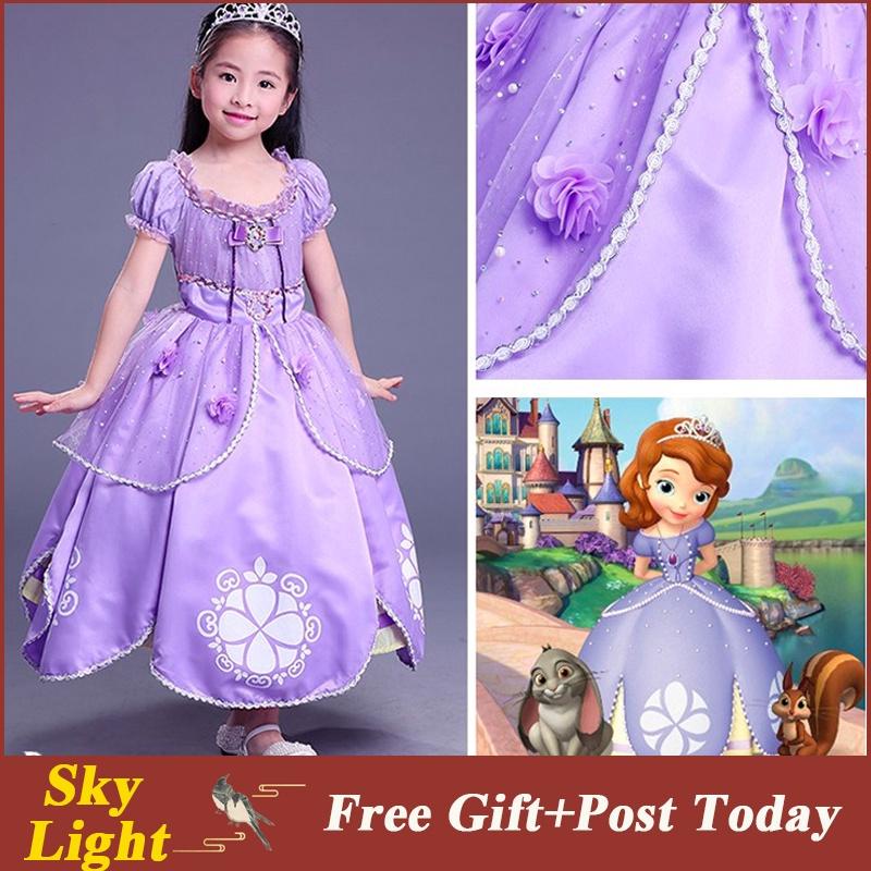 Sofia The First Princess Đầm Công Chúa Giáng Sinh Đính Kim Sa Lấp Lánh Kèm Vương Miện Đũa Phép Hóa Trang Halloween / Làm Quà Tặng Sinh Nhật Cho Bé
