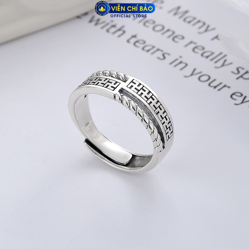 Nhẫn chữ Vạn xích chéo chất liệu bạc Thái 925 thời trang phụ kiện trang sức nữ Viễn Chí Bảo N000137