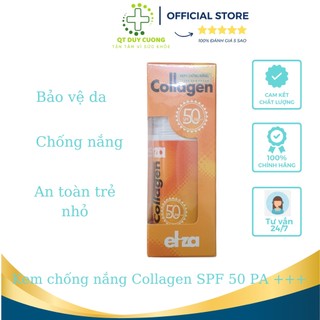 Kem chống nắng Eliza Collagen - SPF 50 cao cấp, se khít lỗ chân lông, dưỡng sáng đẹp da, an toàn trẻ nhỏ lọ 50g