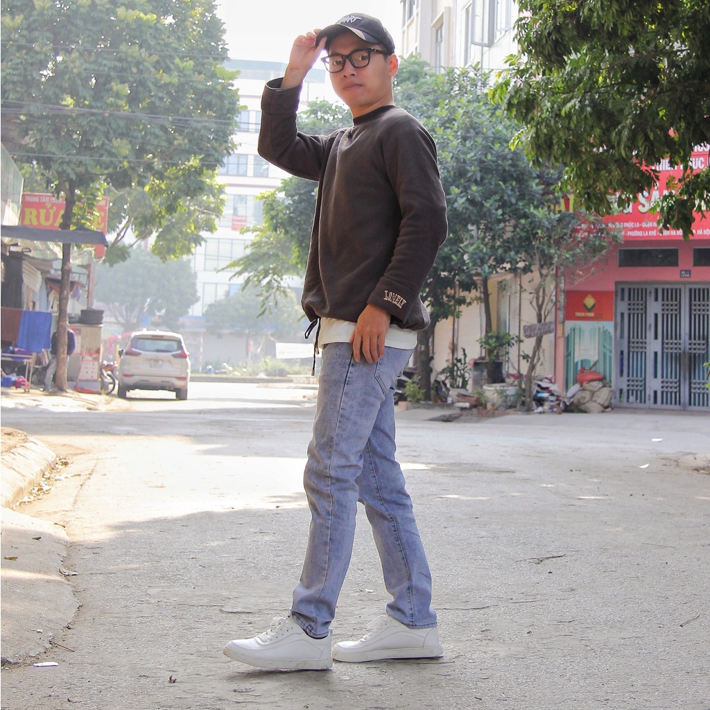 [sale xả kho] Quần jean nam co giãn 4 chiều cao cấp slimfit xanh nhạt trơn 1148 Pon.mens