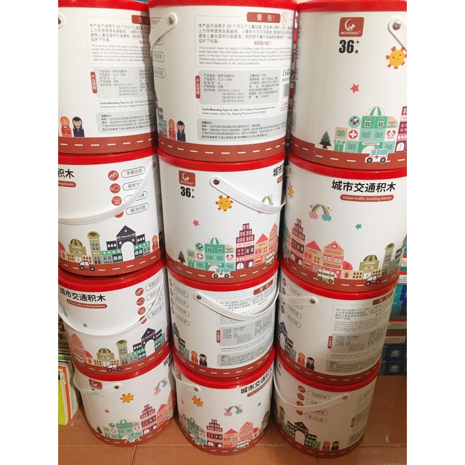 Bộ Thành phố 100 chi tiết + 60 mảnh ghép sàn+ Xô