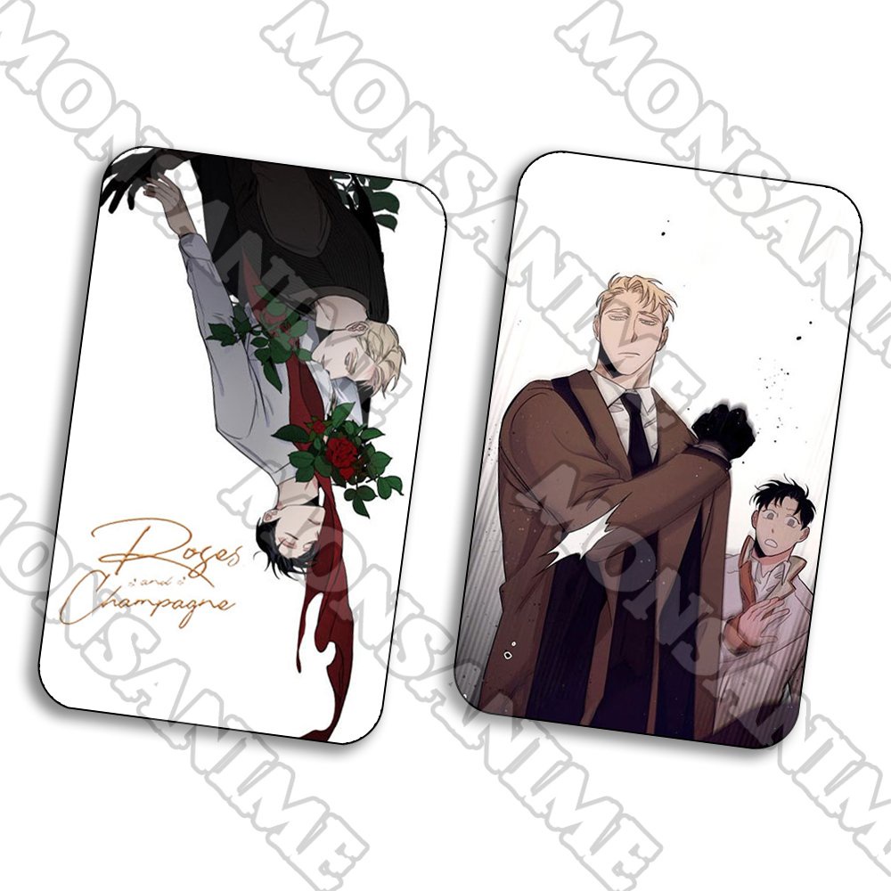 Ảnh card bo góc in hình ROSES AND CHAMPAGNE Hoa Hồng và Rượu Vang manhwa boylove thẻ bo viền 5*8cm sưu tầm
