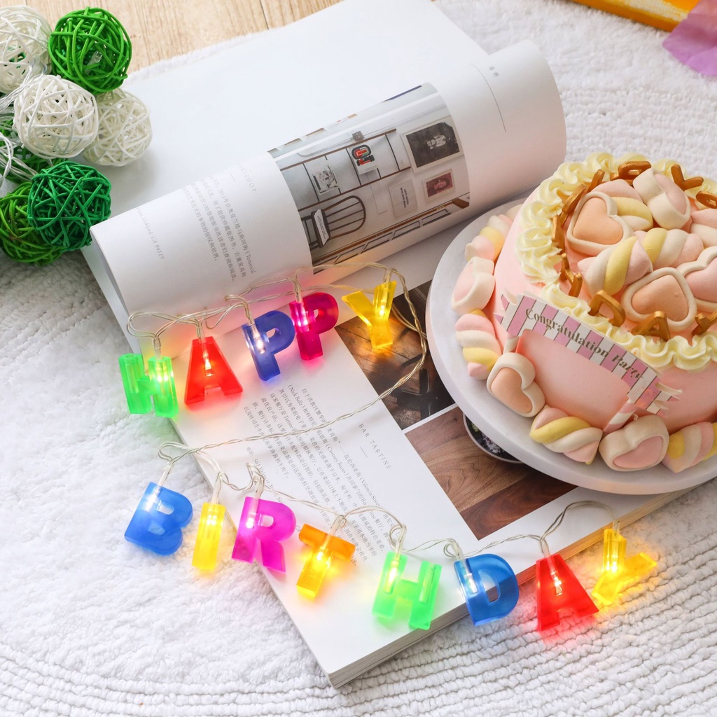 Dây Đèn LED Chữ Happy birthday Độc Đáo Dùng Trang Trí Nhà Cửa / Tiệc Sinh Nhật