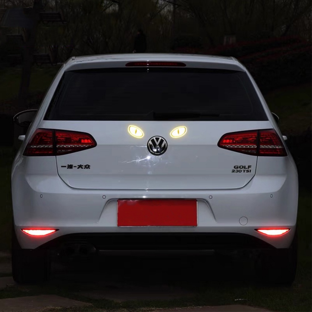 1 Tấm Đề Can Dán Phản Quang Cảnh Báo An Toàn Họa Tiết Mắt Mèo Vui Nhộn Cho Xe Hơi / Xe Máy / Xe Tải