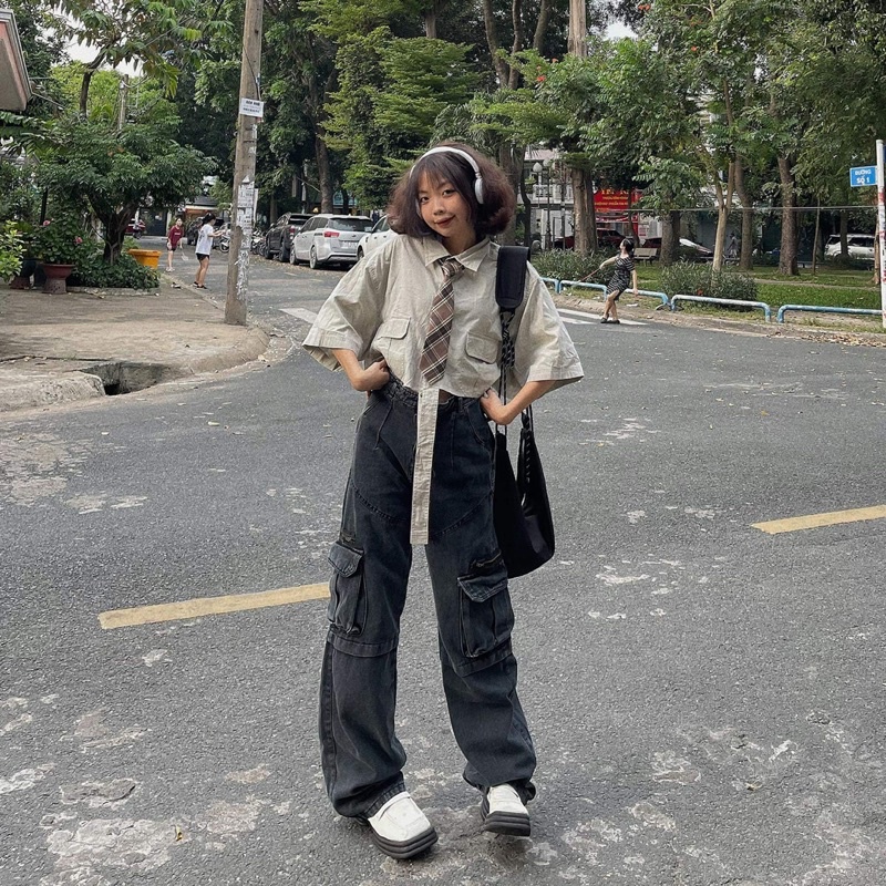 Quần Jean NẤM DÀI, túi hộp khoá kéo dành cho mét 6 - mét 7