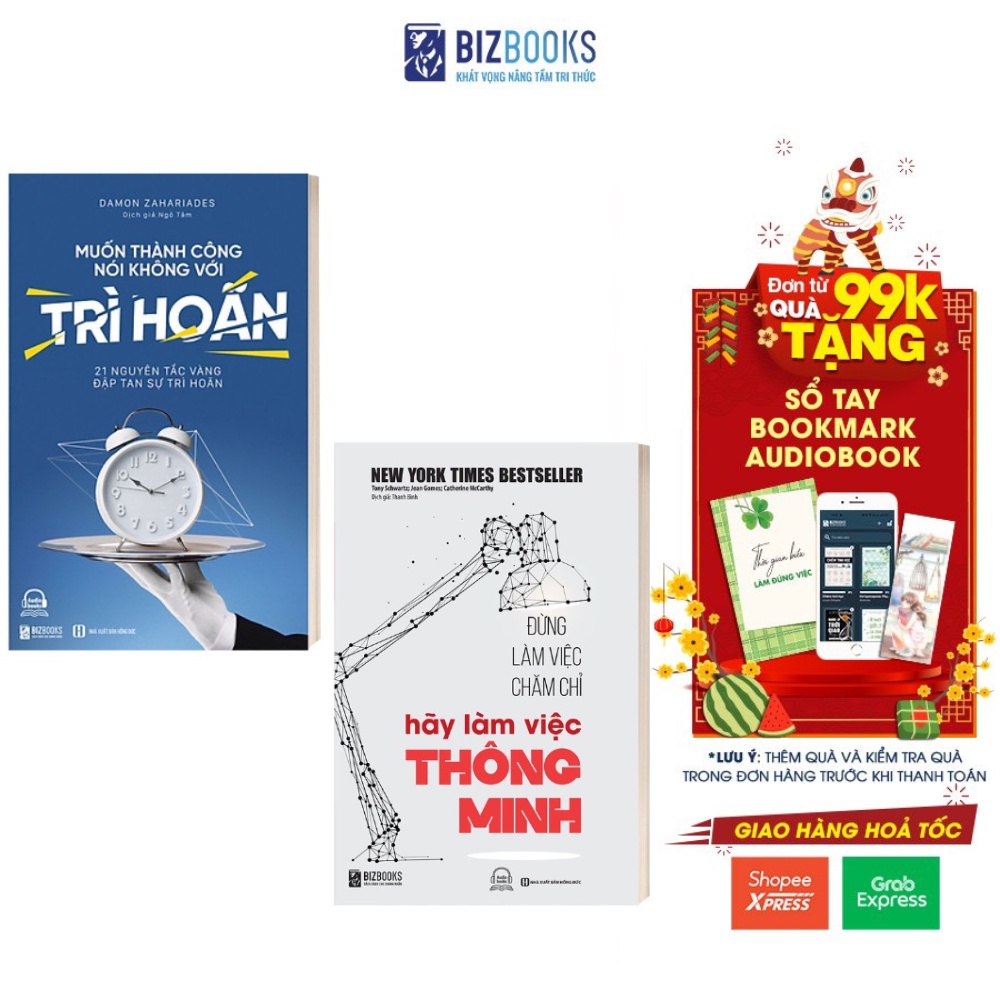 Combo Sách BIZBOOKS - Muốn thành công nói không với trì hoãn - Đừng làm việc chăm chỉ hãy làm việc thông minh