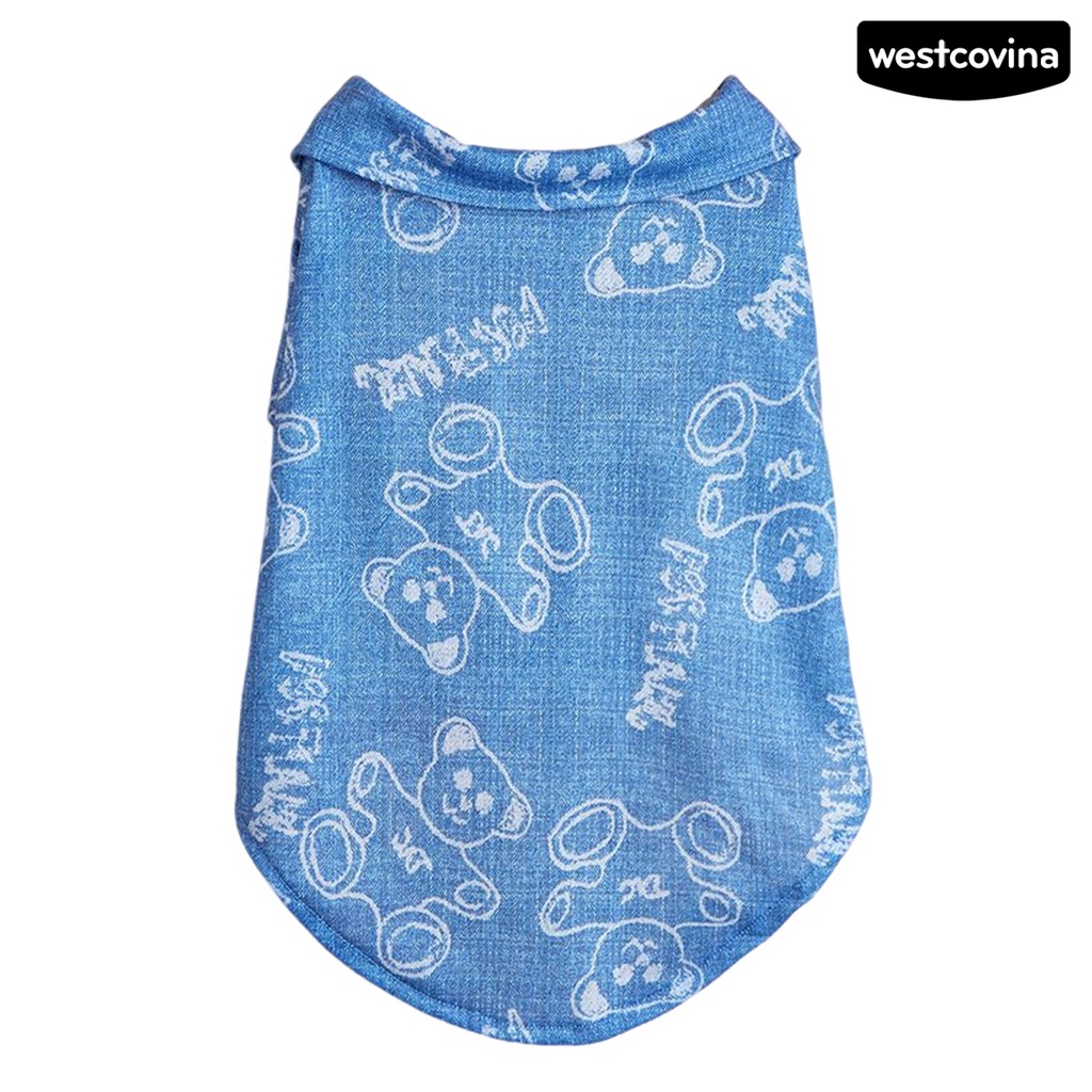 [COD]♘Áo Denim Không Phai In Hình Gấu Dễ Thương Cho Thú Cưng