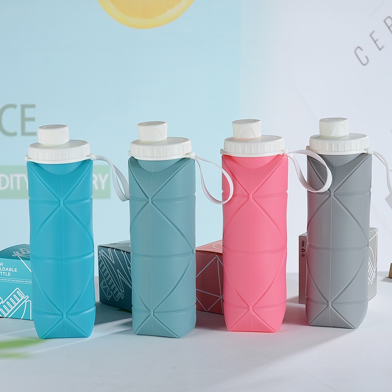 Bình Đựng Nước Silicon Bền Nhẹ An Toàn Gấn Gọn Tiện Lợi Khi Đi Ra Ngoài 600ml