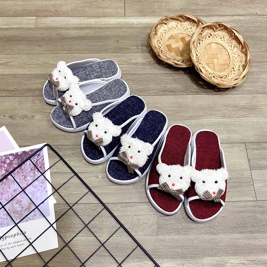 Dép quai ngang cho bé đế xuồng thời trang hình gấu cute 3 màu xinh xắn - TT469