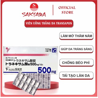 Viên uống Transamin 500mg viên uống trắng da mờ thâm nám hộp 100 viên Nhật Bản