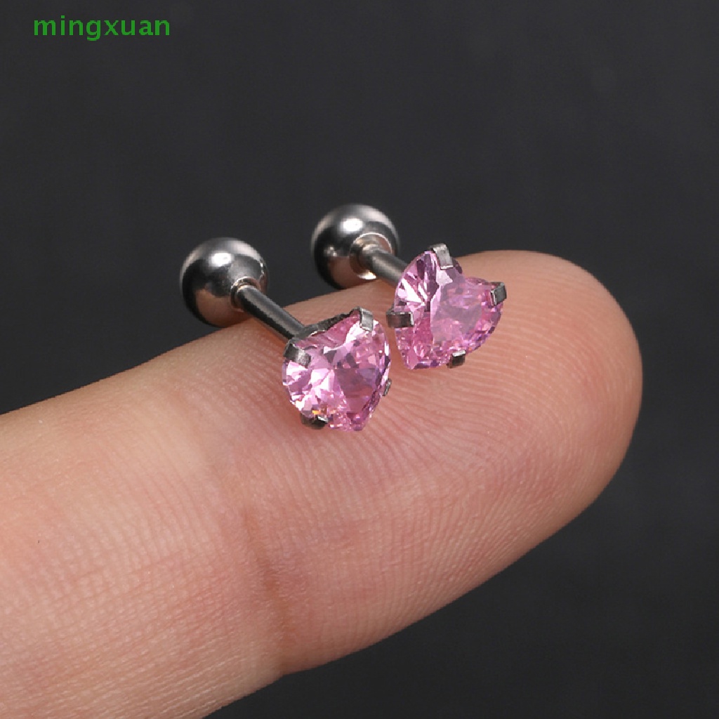 1 Đôi Khuyên Tai Bằng Thép Không Gỉ Đính Đá Zircon Thời Trang