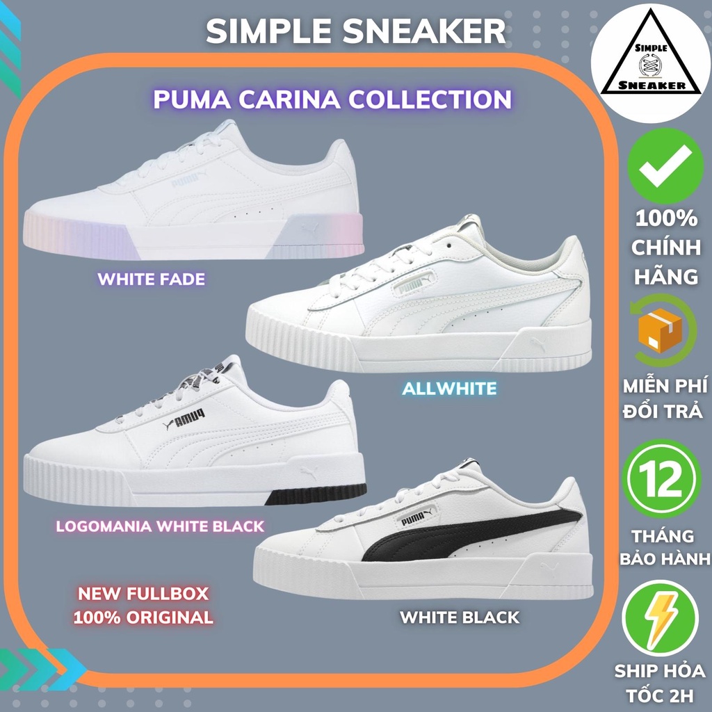 Giày Nữ Puma Auth 🔴FREESHIP🔴Puma Carina Lift White Pink Chính Hãng - Giày Sneaker Nữ Puma Hot Trend 2021 -