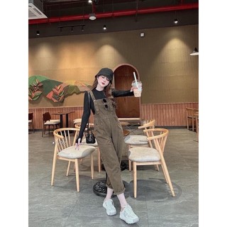 Quần yếm Jean dáng bomber, quần yếm lưng cao ống bo phong cách hàn quốc